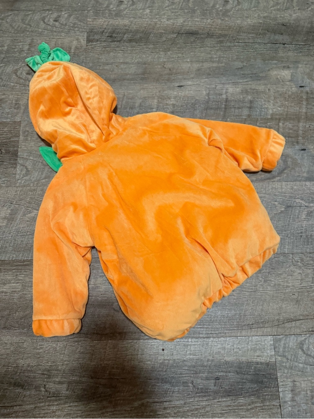 Pumpkin Costume Tunic with Green Leaf Collar and hat - Orange 12-18 months - Picture 3 of 3